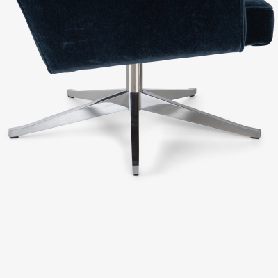 Knoll Vincent Cafiero for Knoll Lounge Chairs in Midnight Mohair and Aluminum Pair