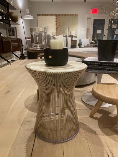  Knoll WARREN PLATNER SIDE TABLE IN 18K GOLD WITH CALACATTA MARBLE TOP