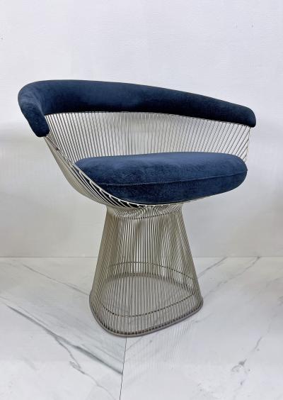  Knoll Warren Platner Arm Chairs in Sapphire Velvet