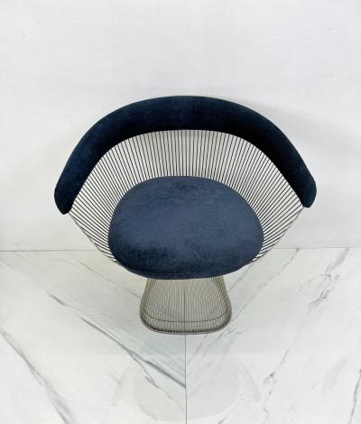  Knoll Warren Platner Arm Chairs in Sapphire Velvet