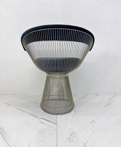  Knoll Warren Platner Arm Chairs in Sapphire Velvet