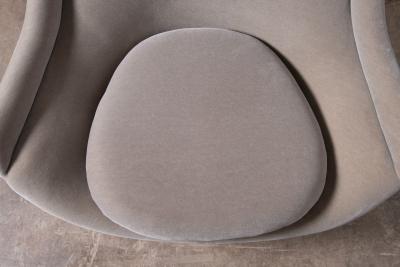  Knoll Warren Platner High Back Easy Chair and Ottoman in Gray Knoll Velvet Nickel