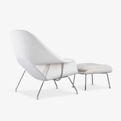  Knoll Womb Chair Ottoman in Gray Chenille Velvet by Eero Saarinen for Knoll