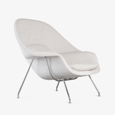  Knoll Womb Chair Ottoman in Gray Chenille Velvet by Eero Saarinen for Knoll