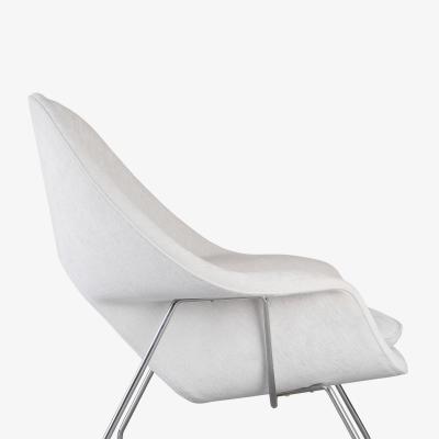  Knoll Womb Chair Ottoman in Gray Chenille Velvet by Eero Saarinen for Knoll