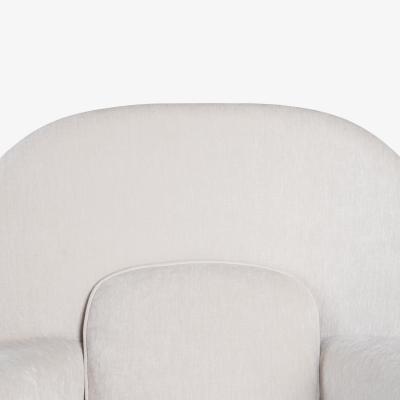  Knoll Womb Chair Ottoman in Gray Chenille Velvet by Eero Saarinen for Knoll