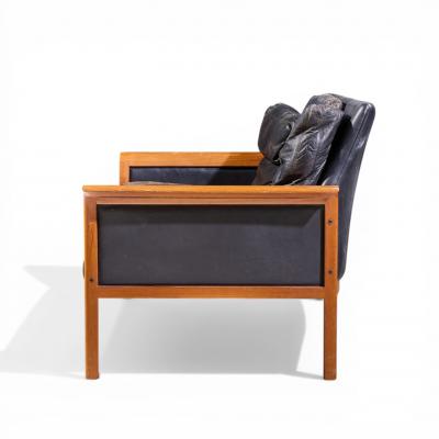  Knut Saeter Knut S ter for Vatne M bler Mid Century Norwegian Teak and Leather Loveseat Sofa