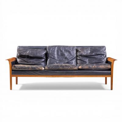  Knut Saeter Knut S ter for Vatne M bler Mid Century Norwegian Teak and Leather Loveseat Sofa