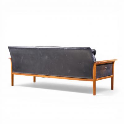  Knut Saeter Knut S ter for Vatne M bler Mid Century Norwegian Teak and Leather Loveseat Sofa