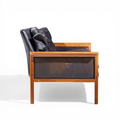  Knut Saeter Knut S ter for Vatne M bler Mid Century Norwegian Teak and Leather Loveseat Sofa