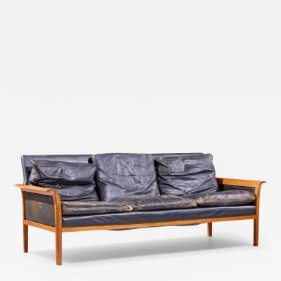 Knut Saeter Knut S ter for Vatne M bler Mid Century Norwegian Teak and Leather Loveseat Sofa