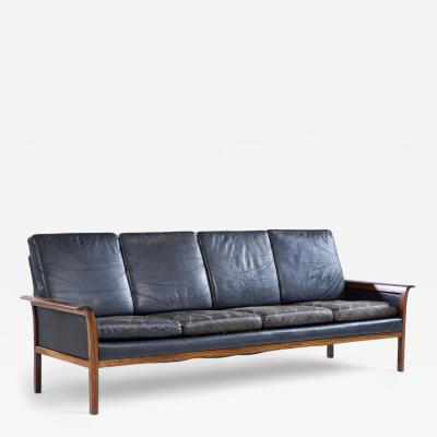  Knut Saeter Knut Saeter for Vatne M bler Mid Century Norwegian Rosewood and Leather Sofa