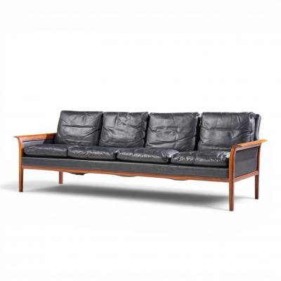  Knut Saeter Knut Saeter for Vatne M bler Mid Century Norwegian Rosewood and Leather Sofa