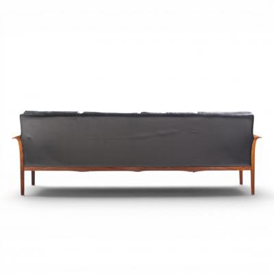  Knut Saeter Knut Saeter for Vatne M bler Mid Century Norwegian Rosewood and Leather Sofa