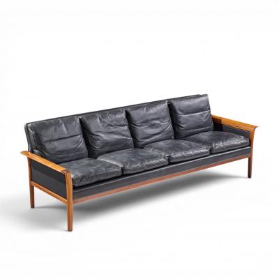  Knut Saeter Knut Saeter for Vatne M bler Mid Century Norwegian Rosewood and Leather Sofa