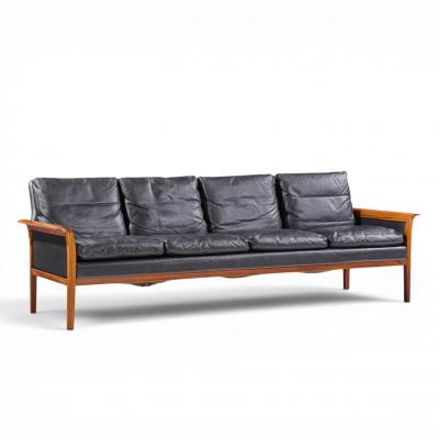  Knut Saeter Knut Saeter for Vatne M bler Mid Century Norwegian Rosewood and Leather Sofa