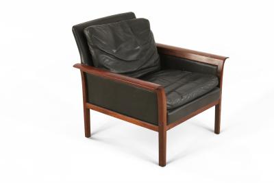  Knut Saeter Knut Saeter for Vatner MoblerNorwegian Leather and Rosewood Armchairs