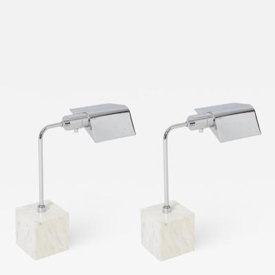  Koch Lowy Marble and Chrome Table Lamps 1970 Koch Lowy