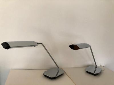  Koch Lowy Pair of Koch Lowy Chrome Swing Arm Adjustable Desk Lamps