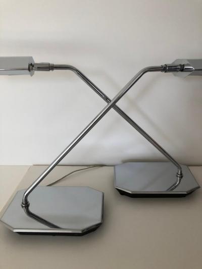  Koch Lowy Pair of Koch Lowy Chrome Swing Arm Adjustable Desk Lamps