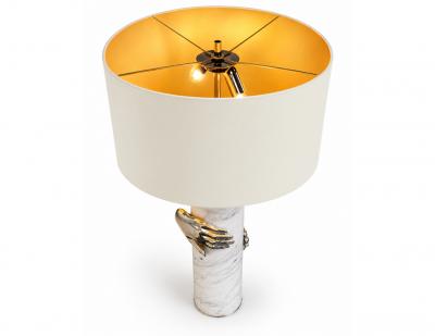  Koket Koket Vengeance Carrara Marble Polished Metal Sculptural Table Lamps