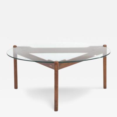  Komfort of Denmark 1960s nutwood glass coffee table by Komfort