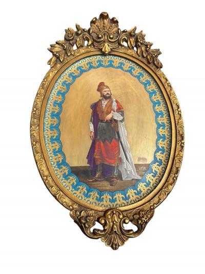  Konigliche Porzellan Manufaktur KPM ANTIQUE HAND PAINTED KPM PORCELAIN OVAL ROYAL PORTRAIT IN ORIGINAL GILT FRAME