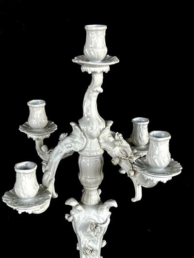 Konigliche Porzellan Manufaktur KPM KPM Berlin Blanc de Chine Five light Rococo Style Candelabra