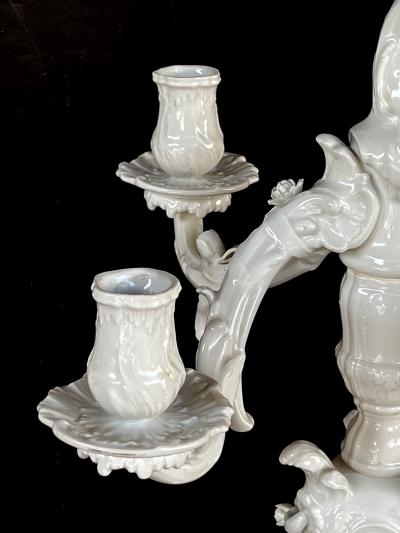 Konigliche Porzellan Manufaktur KPM KPM Berlin Blanc de Chine Five light Rococo Style Candelabra