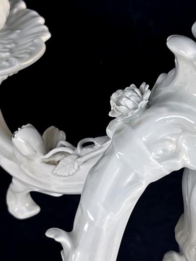 Konigliche Porzellan Manufaktur KPM KPM Berlin Blanc de Chine Five light Rococo Style Candelabra