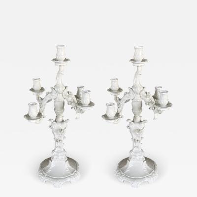  Konigliche Porzellan Manufaktur KPM KPM Berlin Blanc de Chine Five light Rococo Style Candelabra