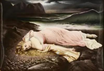  Konigliche Porzellan Manufaktur KPM KPM Oil Painting Of An Exotic Maiden Washed Up On A Beach 