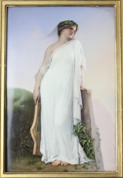  Konigliche Porzellan Manufaktur KPM KPM Porcelain German Hand Painted Porcelain Plaque of Sappho Germany