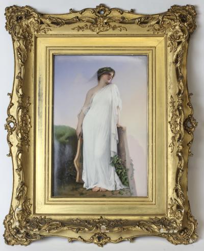  Konigliche Porzellan Manufaktur KPM KPM Porcelain German Hand Painted Porcelain Plaque of Sappho Germany