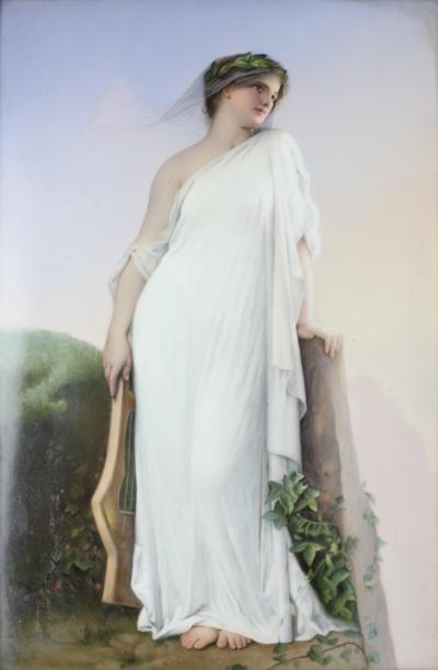  Konigliche Porzellan Manufaktur KPM KPM Porcelain German Hand Painted Porcelain Plaque of Sappho Germany