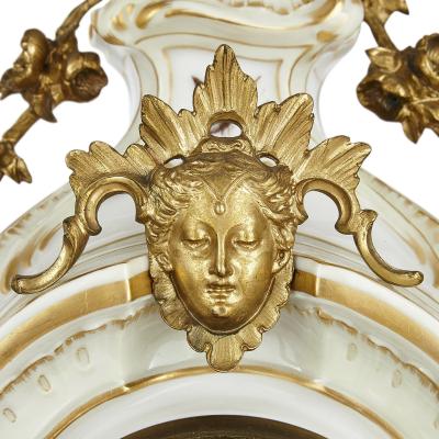  Konigliche Porzellan Manufaktur KPM KPM porcelain and gilt bronze Rococo style clock set