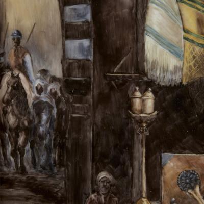  Konigliche Porzellan Manufaktur KPM KPM style porcelain plaque of Orientalist bazaar scene