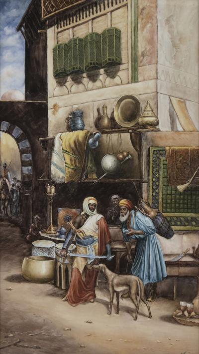  Konigliche Porzellan Manufaktur KPM KPM style porcelain plaque of Orientalist bazaar scene