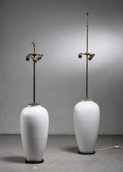  Konigliche Porzellan Manufaktur KPM Pair of white porcelain floor lamps by KPM