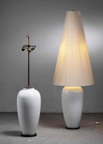  Konigliche Porzellan Manufaktur KPM Pair of white porcelain floor lamps by KPM