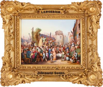 Konigliche Porzellan Manufaktur KPM Porcelain plaque of a 19th Century German market by KPM