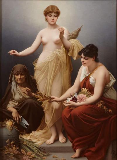  Konigliche Porzellan Manufaktur KPM Very fine and large KPM porcelain plaque of The Three Fates