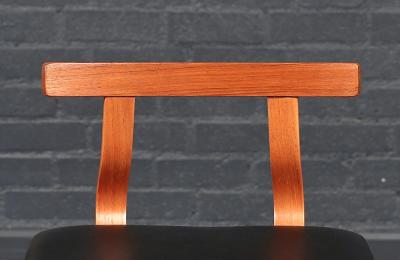  Korup Stolefabrik Danish Modern Teak Leather Bar Stools by Korup Stolefabrik