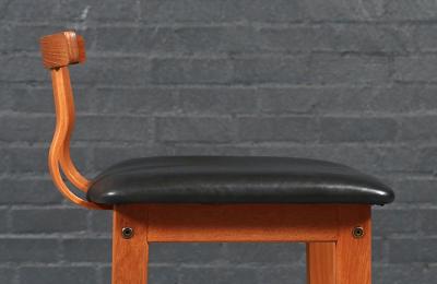  Korup Stolefabrik Danish Modern Teak Leather Bar Stools by Korup Stolefabrik