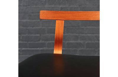  Korup Stolefabrik Danish Modern Teak Leather Bar Stools by Korup Stolefabrik