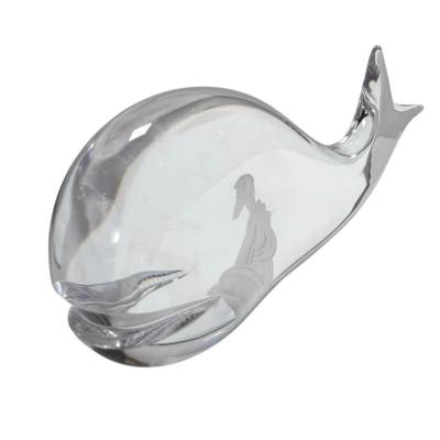  Kosta Boda AB Modern Kosta Boda Jonah and the Whale Crystal Fish Sculpture