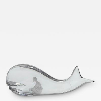 Kosta Boda AB Modern Kosta Boda Jonah and the Whale Crystal Fish Sculpture
