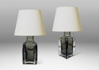  Kosta Boda AB Pair of Gray Clear Glass Table Lamps Attributed to Kosta
