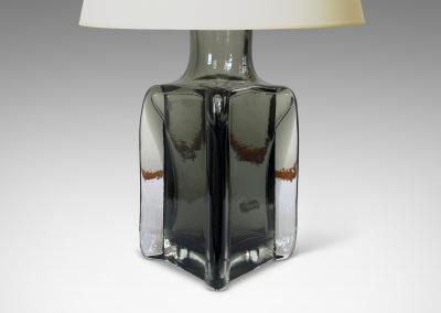  Kosta Boda AB Pair of Gray Clear Glass Table Lamps Attributed to Kosta
