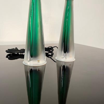  Kosta Boda AB Pair of Swedish Mid Century Modern Jade Green Kosta Lamps Perfume Bottle Shape